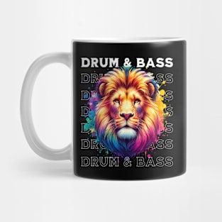 DRUM AND BASS  - Technicolor Lion (White) Mug